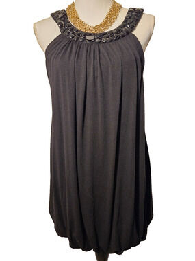 XXG Womens Black Jewel Tee Bubble Hem Top Lined Sleeveless Shirt Tank Size M